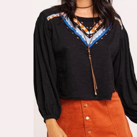 New Free People Hand Me Down Embroidered Top - Picture 2 of 9